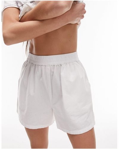 TOPSHOP Pull-on Relaxed Cotton Runner Shorts - White