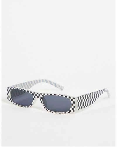 ASOS Mini Rectangle Sunglasses With Checkerboard Design - Black