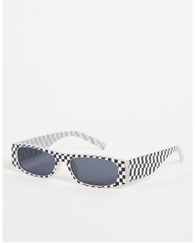 ASOS Rechthoekige Mini-zonnebril Met Dambordpatroon - Zwart