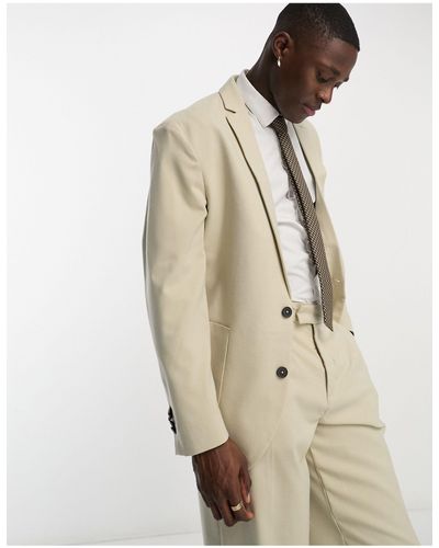 New Look Relaxed Fit Suit Jacket - Natural