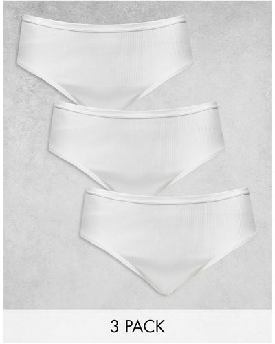 ASOS Curve 3 Pack Ribbed Briefs - White