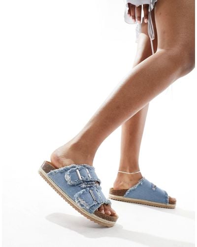 South Beach Double Buckle Espadrille Sandals - White