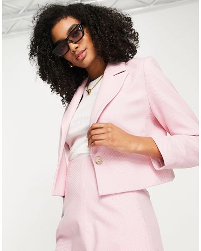 SELECTED Femme – kurzer blazer aus bouclé - Pink