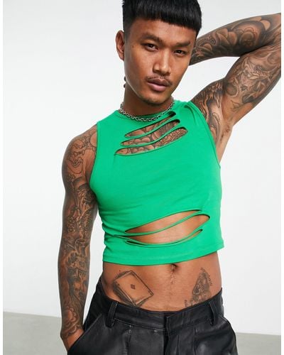Collusion Vest With Shredded Detail - Green