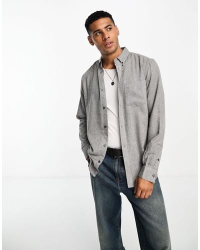French Connection Long Sleeve Flannel Shirt - Gray