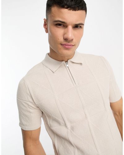 River Island Polo avec coutures en losanges - taupe - Neutre