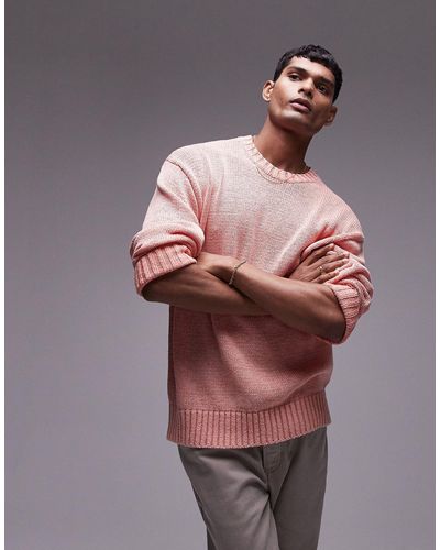 TOPMAN Washed Lightweight Sweater - Pink