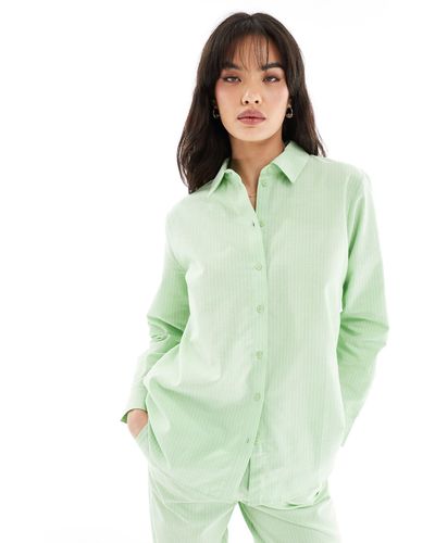 Jdy Loose Fit Shirt Co-ord Light Pinstripe - Green