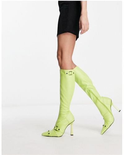 ASOS Cannes 2 Heeled Hardware Knee Boots - Green