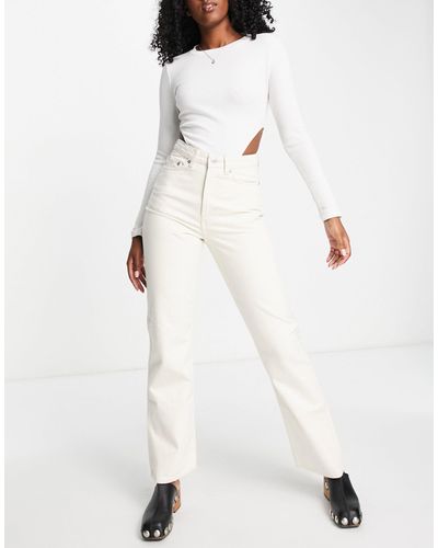 Weekday Rowe Extra High Waist Straight Fit Jeans - White