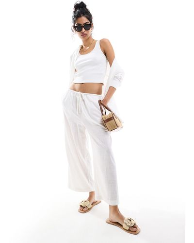 ASOS Pull On Culotte With Linen - White
