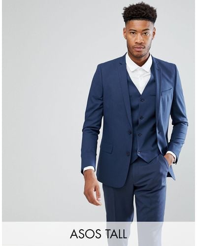 ASOS Asos Tall Slim Suit Jacket - Blue