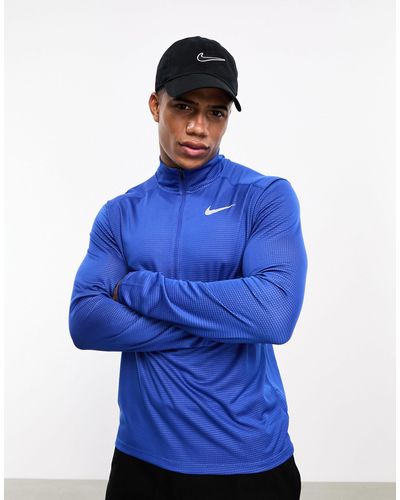 Nike Dri-fit Pacer Half Zip Long Sleeve - Blue