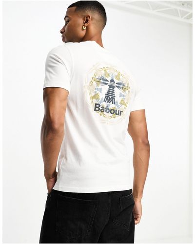 Barbour Brathay - t-shirt bianca con stampa grafica sul retro - Bianco