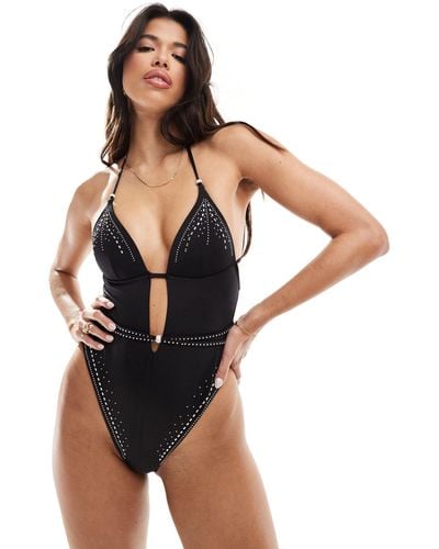 Ann Summers – summer siren – weicher badeanzug - Schwarz