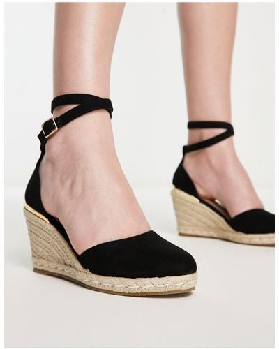 Truffle Collection Espadrille Wedges - Black