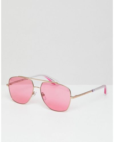 Marc Jacobs Aviator Sunglasses With Pink Lens - Metallic