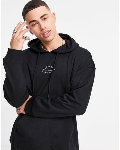 Only & Sons Relaxed Fit Logo Hoodie - Black