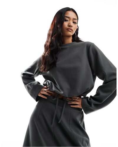 Object – kurz geschnittenes sweatshirt mit kordelzug an der taille - Schwarz
