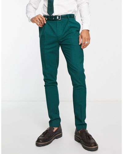 Noak Premium Wool-rich Skinny Suit Pants - Green