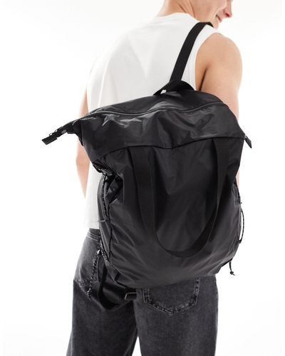 ASOS Packable Backpack And Tote Bag With Cord Ties - Black
