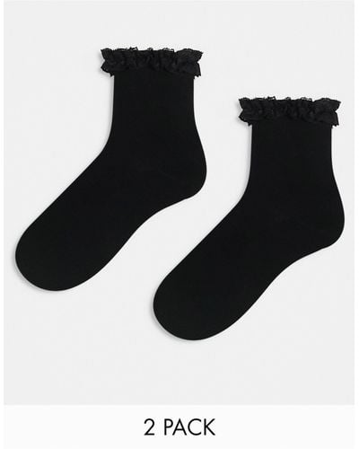 ASOS 2 Pack Frill Ankle Socks - Black