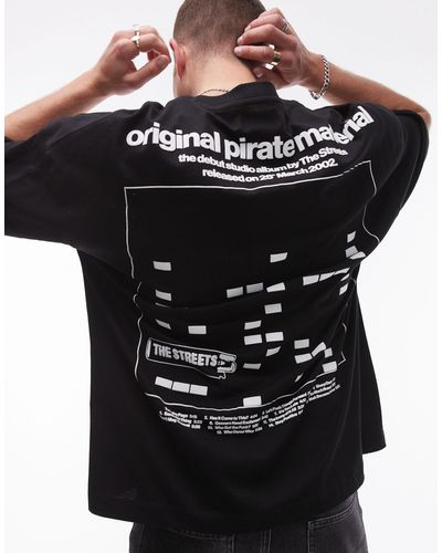 TOPMAN X The Streets Premium Extreme Oversized Fit T-shirt With Front And Back Print Embroidery - Black