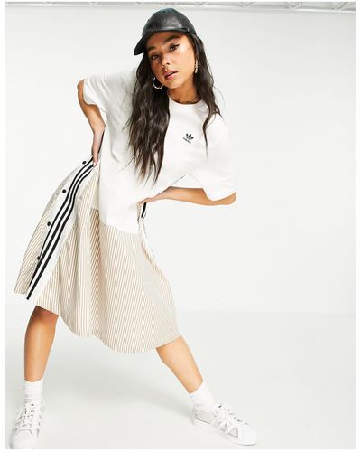 adidas Originals X Dry Clean Only Jersey T-shirt Dress With Pinstripe Twill - White