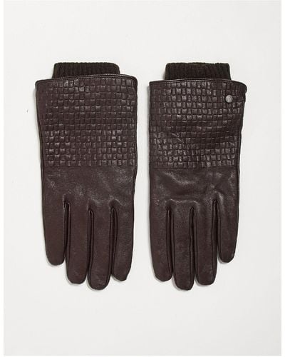River Island Woven Leather Gloves - Black
