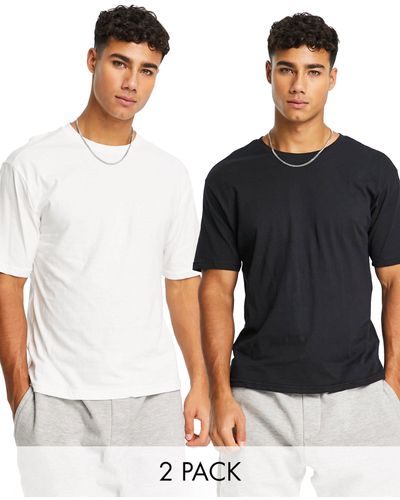 Another Influence Confezione da 2 t-shirt squadrate nera e bianca - Nero