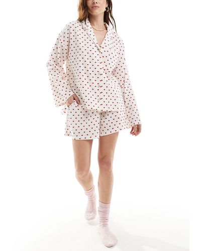 Lindex Top del pigiama con stampa a cuori - Bianco