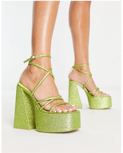 ASOS – nutcracker – sandalen mit sehr hoher plateausohle - Grün