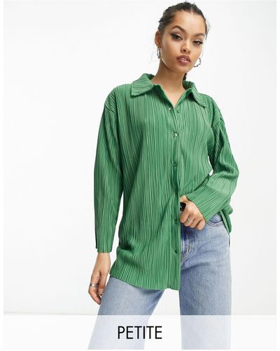 Only Petite Plisse Shirt Co-ord - Green