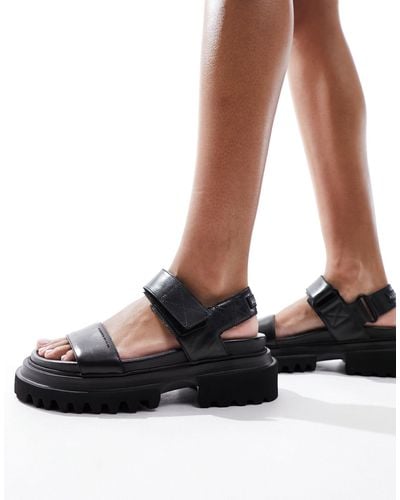AllSaints Rory - sandales en cuir à semelle plateforme - Noir