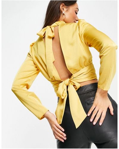 Y.A.S Satin Top With Open Back Detail - Yellow