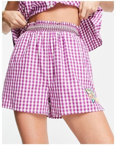 French Connection Cotton Relaxed Picnic Shorts - Purple