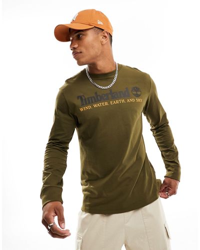 Timberland Yc archive - t-shirt a maniche lunghe scuro con logo - Verde