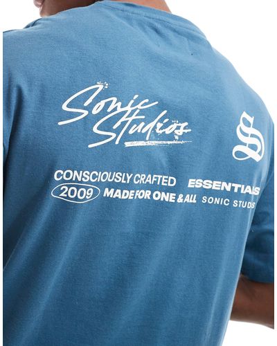 ADPT T-shirt oversize avec inscription au dos - sarcelle - Bleu
