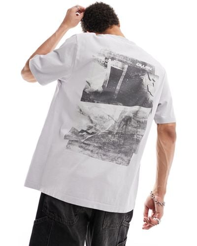 Collusion Skater Fit Back Polaroid Graphic Print T-shirt - Gray
