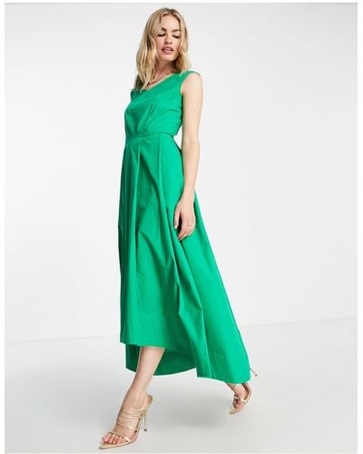 Closet Pleated High Low Midaxi Dress - Green