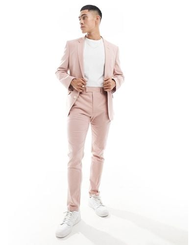 ASOS Skinny With Linen Suit Trouser - Pink