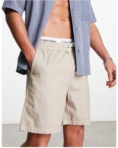 New Look Pull On Linen Shorts - White
