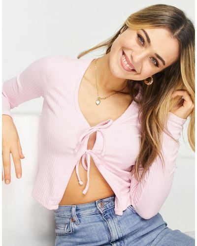 Hollister Long Sleeve Double Tie Cardigan - Pink