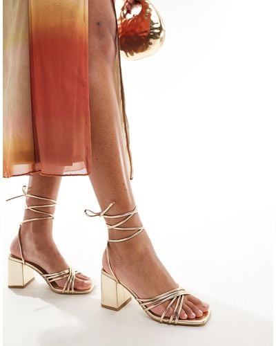 Truffle Collection Block Heel Strappy Sandals - Brown