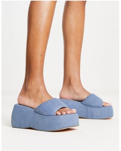 Daisy Street Chunky Sole Sandals - Blue