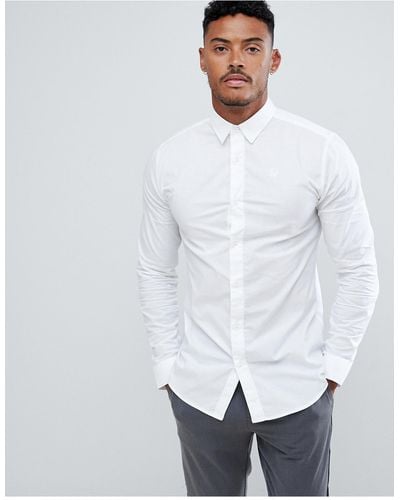 SIKSILK Long Sleeve Muscle Fit Shirt In White