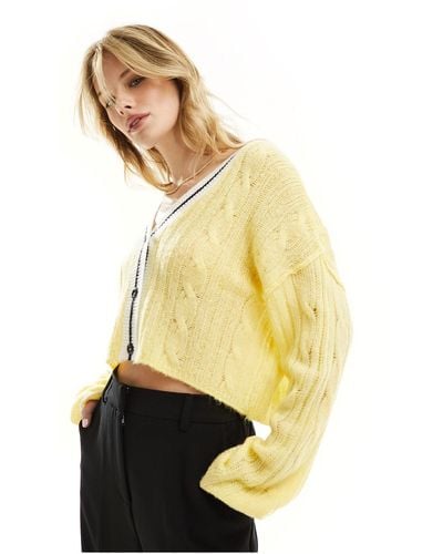 ASOS Knitted Clean Cable Cardigan - Yellow