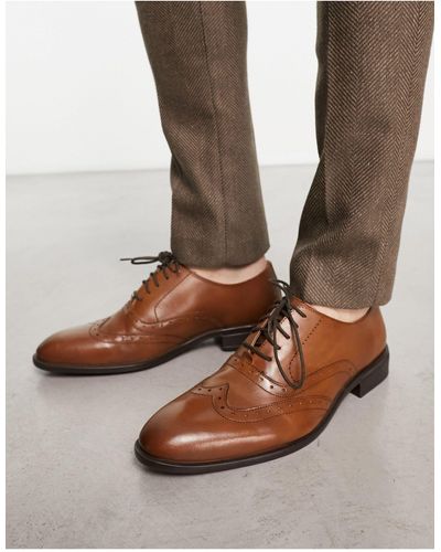 River Island Leather Lace Up Brogue - Brown