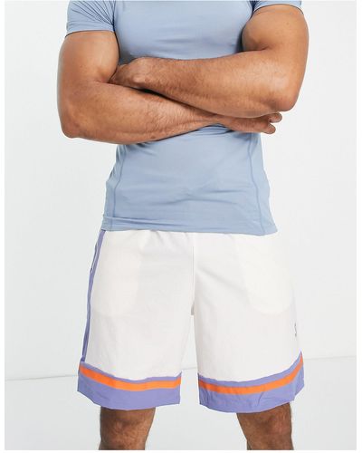 South Beach Longline Paneled Polyester Shorts - White