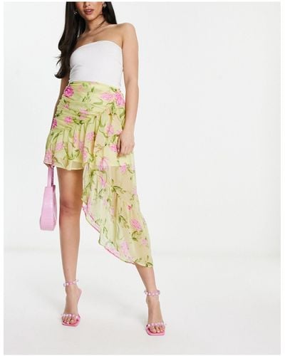 ASOS Midi Skirt With Side Drape Detail - Multicolor